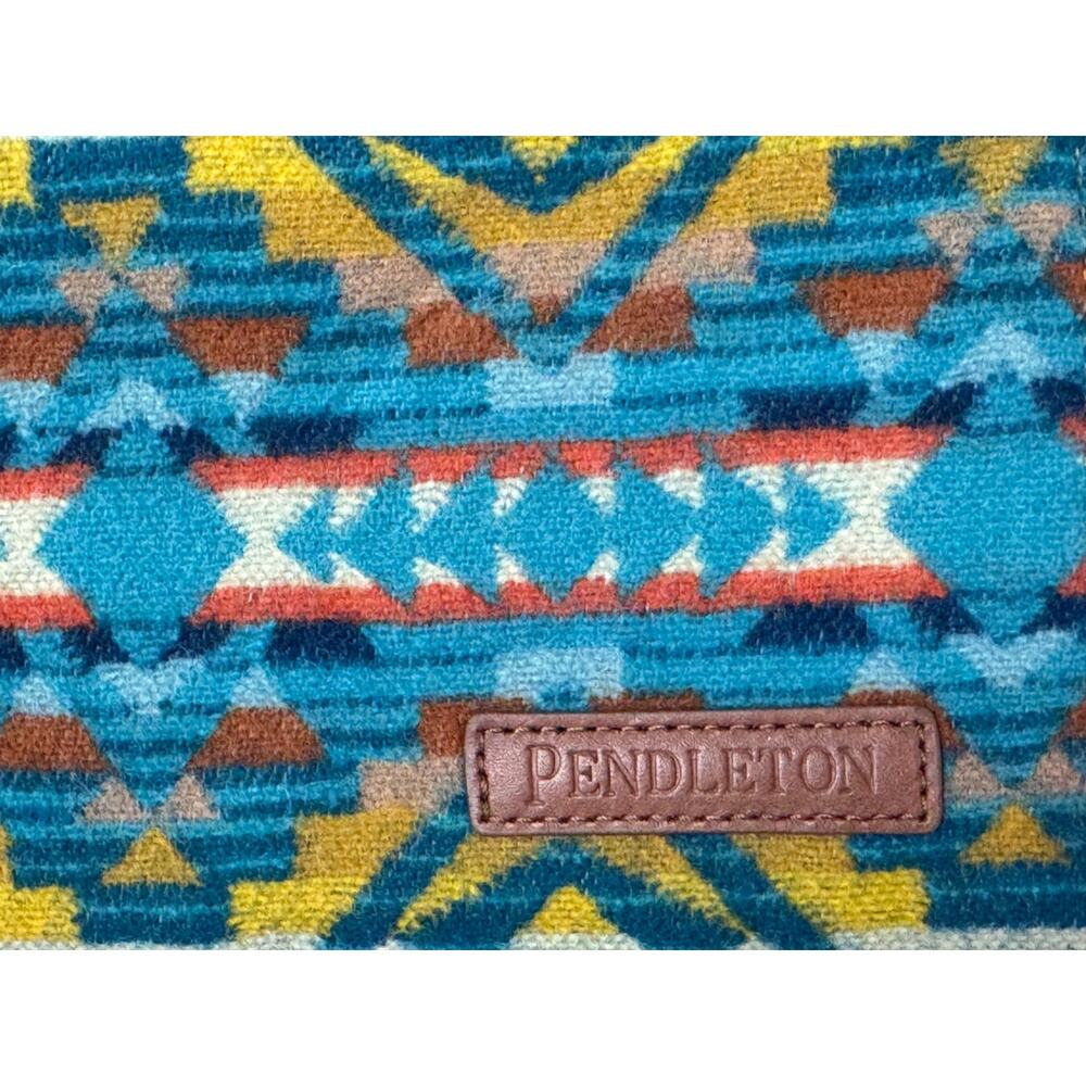 Pendleton Wool Wristlet Wallet Southwestern Geometric Turquoise Zip Around Boho - Picture 8 of 8
